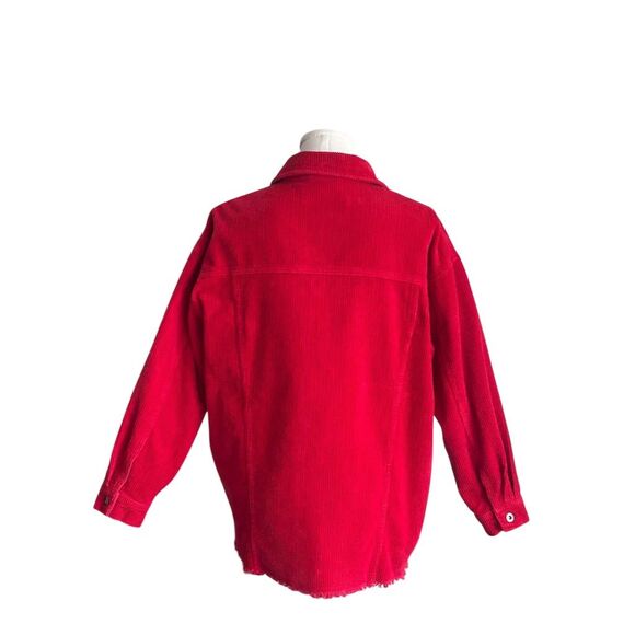 Zara Women's Red Corduroy Shacket Size S Long Sleeve Casual Button-Up - Picture 5 of 8
